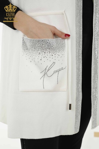 Großhandel Frauen Weste Tasche Detaillierte Ecru - 30308 | KAZEE - Thumbnail