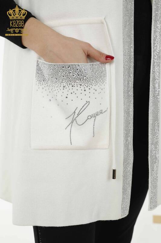 Großhandel Frauen Weste Tasche Detaillierte Ecru - 30308 | KAZEE