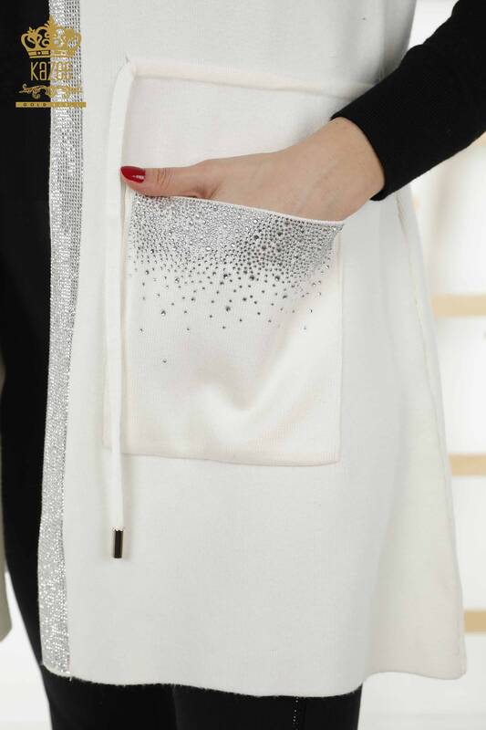 Großhandel Frauen Weste Tasche Detaillierte Ecru - 30308 | KAZEE