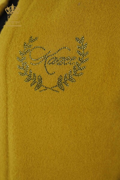 Großhandel Damen Weste Pocket Stone Embroidered Saffron - 30243 | KAZEE - Thumbnail