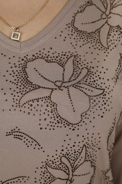 Großhandel Damen bluse - Blumendetail - Steinbestickt - 77932 | KAZEE - Thumbnail