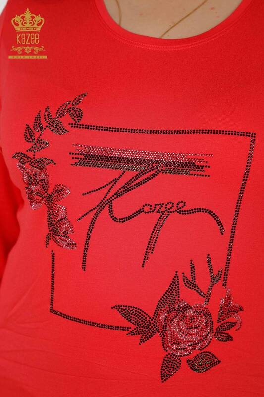 Großhandel Damen Bluse - Blumenmuster - Granatapfelblüte - 79042 | KAZEE