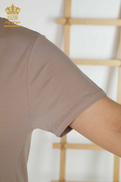 Großhandel Damenbluse Blumenmuster Nerz - 79369 | KAZEE - 6