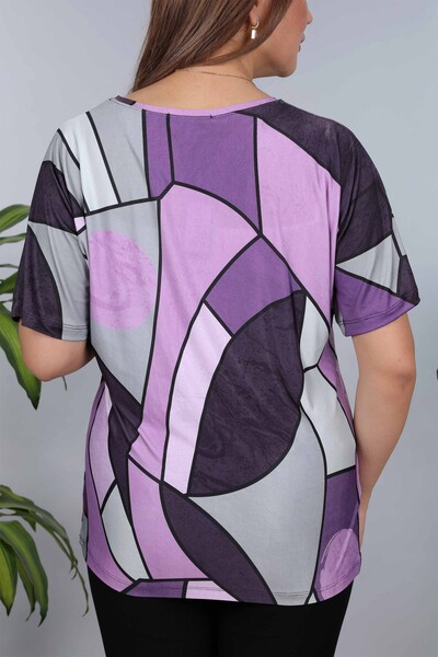 Großhandel Damen Bluse - Digitaldruck - Gestreifte Farbe - 12024 | KAZEE - Thumbnail