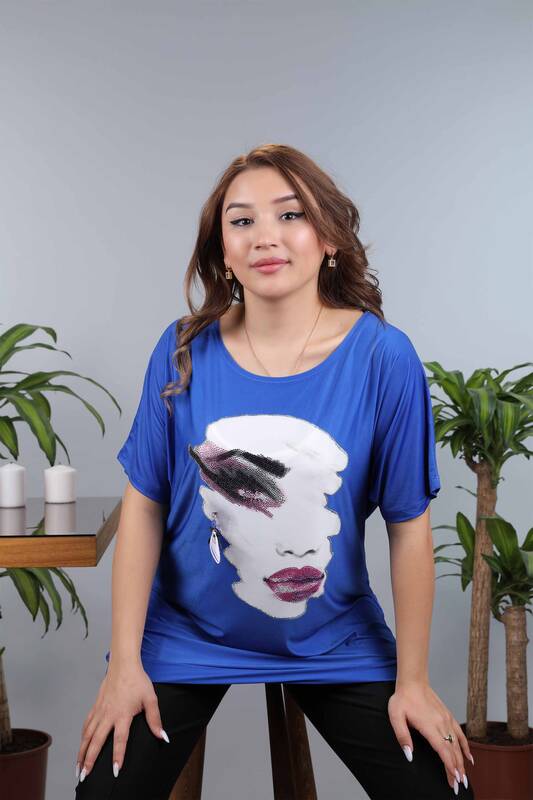 Großhandel Damen Bluse im - Digitaldruck - Steinbestickt - Gemustert - 77775 | KAZEE