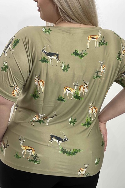 Großhandel Damen Blusen - Digitaldruck - Tierfiguren - 77689 | KAZEE - Thumbnail