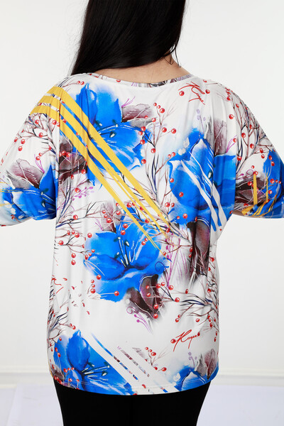 Großhandel Damen Bluse - Digital - Blumenmuster - 12045 | KAZEE - Thumbnail