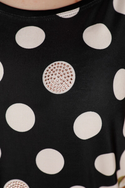 Großhandel Damen Bluse - Digital Polka Dot Blumenmuster - 12049 | KAZEE - Thumbnail