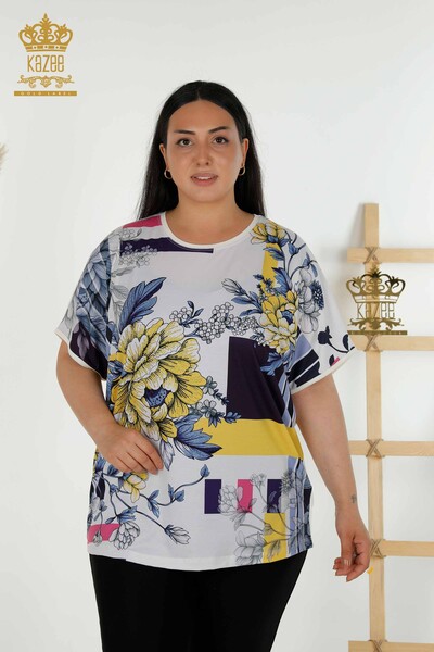 Großhandel für Damen Blusen - Digitaldruck - 12079 | KAZEE - Thumbnail