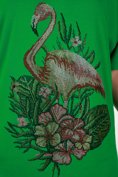 Großhandel Damen Bluse im - Flamingo-Detail - bestickter Stein - 78930 | KAZEE - Thumbnail