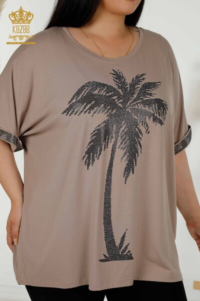 Großhandel Damen Bluse - Gemustert - Nerz - 79325 | KAZEE - 2