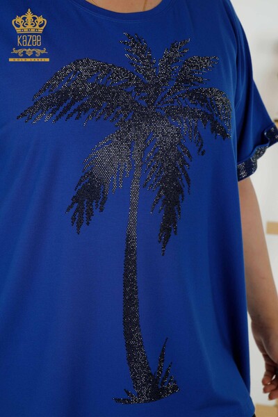 Großhandel Damen Bluse - Gemustert - Sax - 79325 | KAZEE - 3