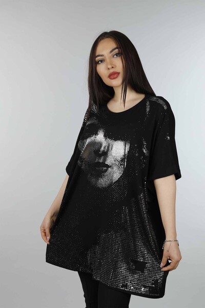 Großhandel Damen Bluse im - Gesicht bedruckt - gemustert - bestickt - 77669 | KAZEE - Thumbnail