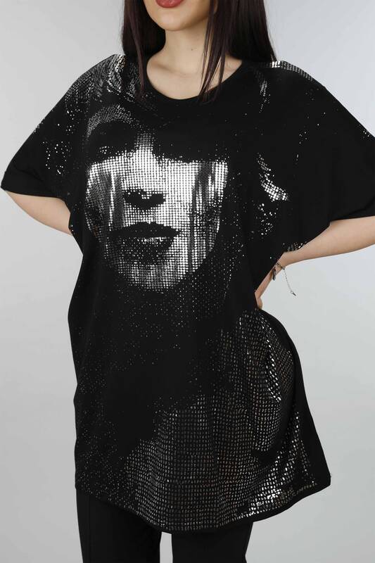 Großhandel Damen Bluse im - Gesicht bedruckt - gemustert - bestickt - 77669 | KAZEE