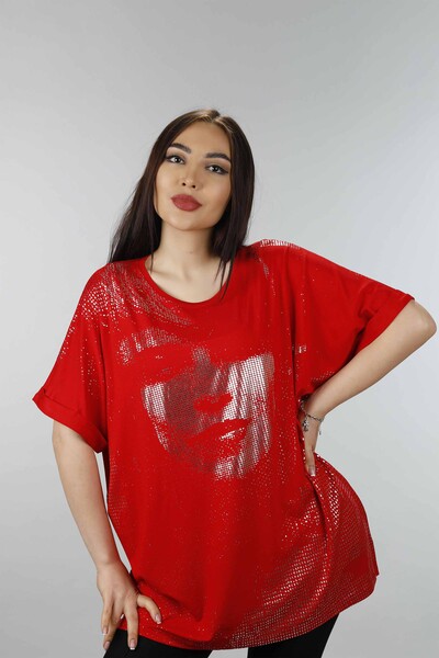 Großhandel Damen Bluse im - Gesicht bedruckt - gemustert - bestickt - 77669 | KAZEE - Thumbnail