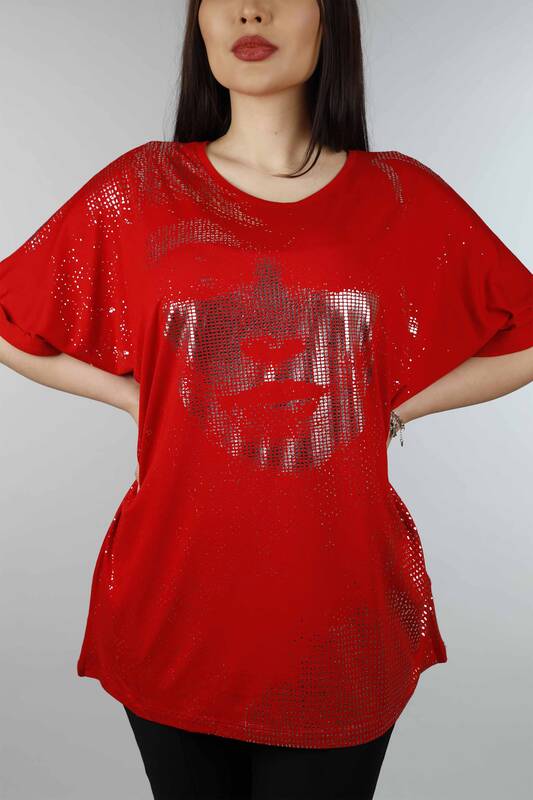 Großhandel Damen Bluse im - Gesicht bedruckt - gemustert - bestickt - 77669 | KAZEE