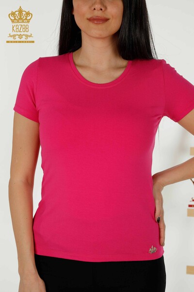 Großhandel Damen bluse - Kurzarm - Basic Fuchsia - 79287 | KAZEE - Thumbnail