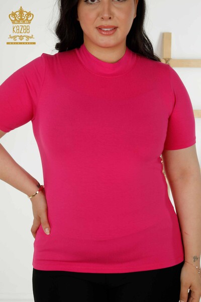 Großhandel Damenbluse - Kurzarm - Fuchsia - 79264 | KAZEE - Kazee (1)