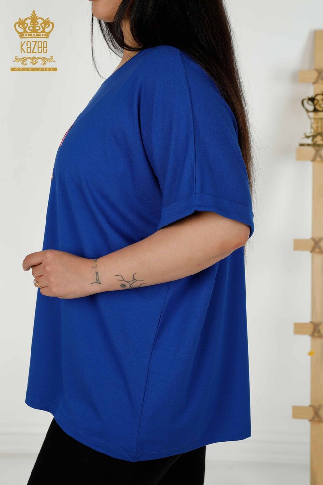 Großhandel Damenbluse - Kurzarm - Saks - 79323 | KAZEE - 6