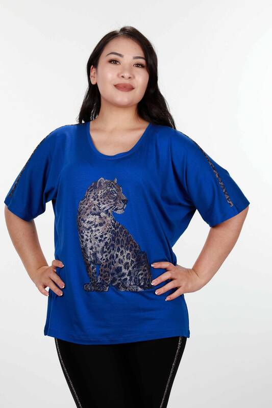 Großhandel Damen bluse - Leoparden-Detail - bestickt - 78938 | KAZEE