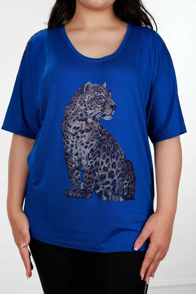 Großhandel Damen bluse - Leoparden-Detail - bestickt - 78938 | KAZEE - Thumbnail