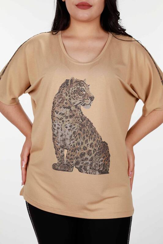 Großhandel Damen bluse - Leoparden-Detail - bestickt - 78938 | KAZEE