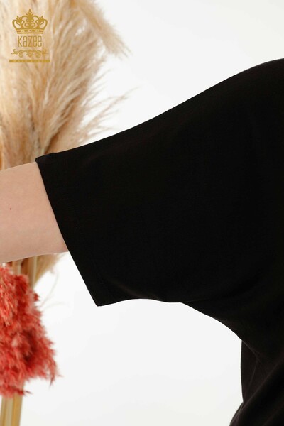 Großhandel Damenbluse - Leoparden muster - Schwarz - 77648 | KAZEE - 5