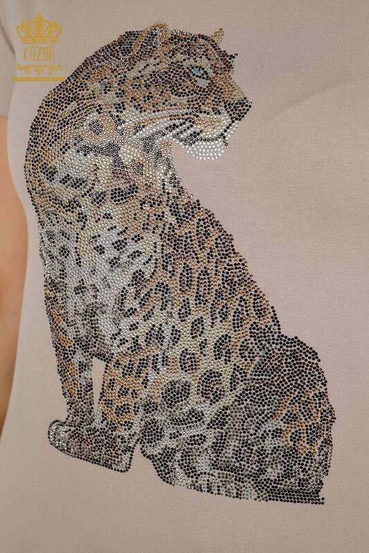 Großhandel Damen Bluse - Leoparden muster - Nerz - 78942 | KAZEE