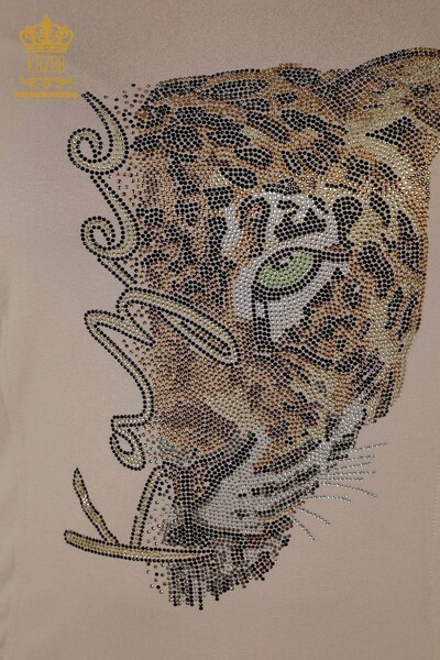 Großhandel Damen Bluse - Leopardenmuster - Nerz - 79040 | KAZEE - Thumbnail