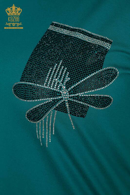 Großhandel Damen bluse - Libelle detailliert - Grün - 79370 | KAZEE