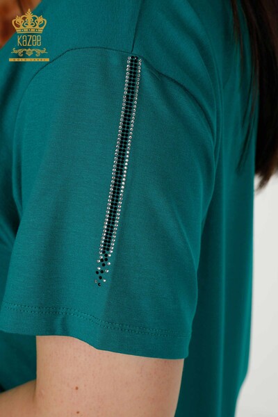 Großhandel Damen bluse - Libelle detailliert - Grün - 79370 | KAZEE - Thumbnail