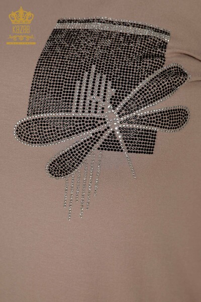 Großhandel Damen bluse - Libellen-Detail - Nerz - 79370 | KAZEE - Thumbnail