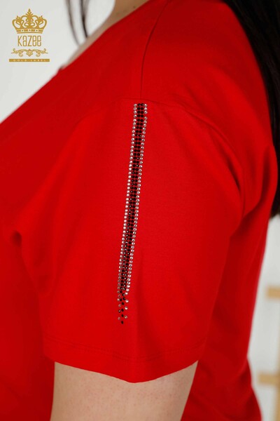Großhandel Damen bluse - Libelle detailliert - Rot - 79370 | KAZEE - Thumbnail