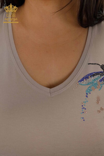 Großhandel Damenbluse - Libellen-Detail - Bunt Stein bestickt - 79019 | KAZEE - Thumbnail
