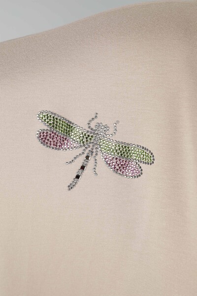 Großhandel Damen Bluse - Libellen Muster - Steinbestickt - 77583 | KAZEE - Thumbnail