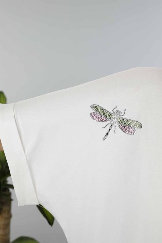 Großhandel Damen Bluse - Libellen Muster - Steinbestickt - 77583 | KAZEE