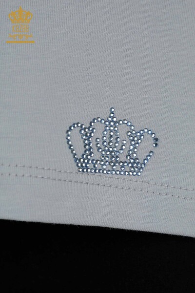 Großhandel Damen Bluse - Mit Logo - Blau - 79560 | KAZEE - Thumbnail