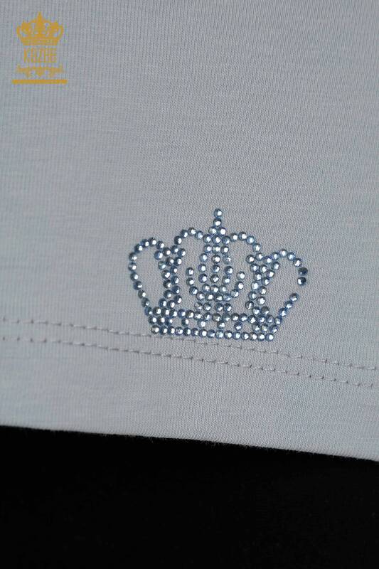 Großhandel Damen Bluse - Mit Logo - Blau - 79560 | KAZEE