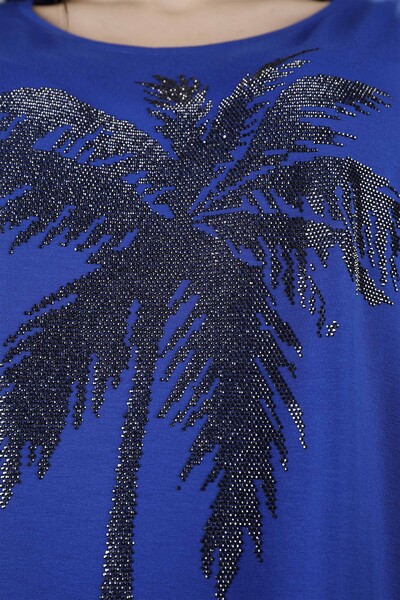 Großhandel Damen bluse - Palmen muster - Doppel ärmel - 77299 | KAZEE - Thumbnail