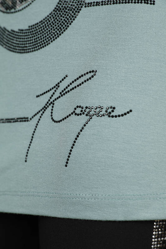 Großhandel Damen Bluse - Rundes Detail - Steinbestickt - 77926 | KAZEE