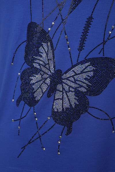 Großhandel Damen Bluse - Schmetterlings detail - Steinbestickt - 77912 | KAZEE - Thumbnail