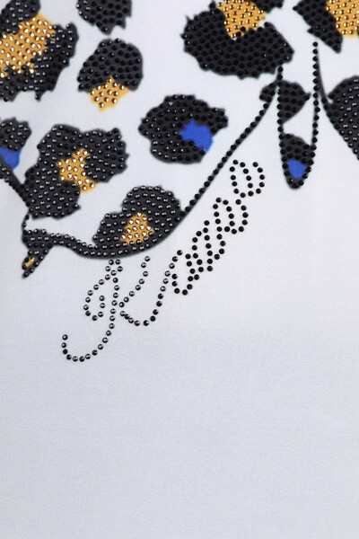 Großhandel Damen Bluse - Schmetterlings Muster - Rundhalsausschnitt - 12003 | KAZEE - Thumbnail