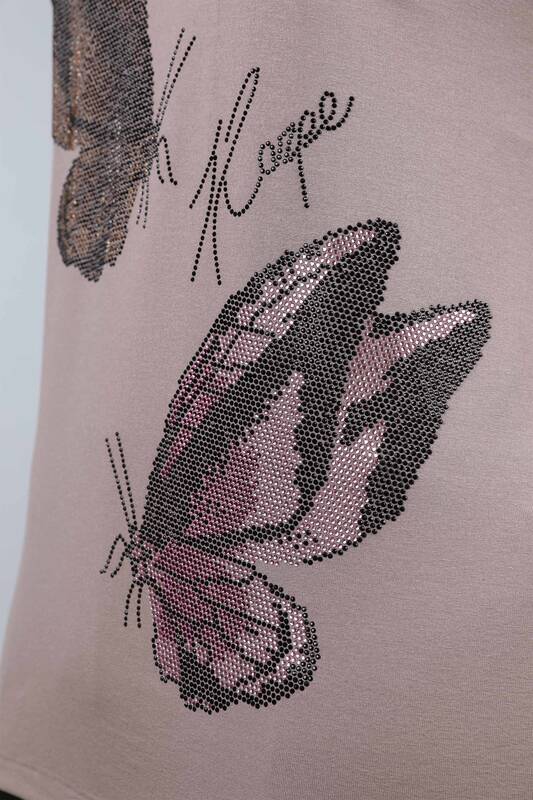 Großhandel Damen Bluse - Schmetterlings muster - Steinbestickt - 77939 | KAZEE
