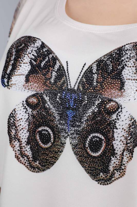 Großhandel Damenbluse - Schmetterlings Muster - Stickerei - 77796 | KAZEE