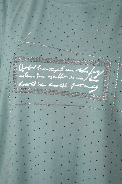 Großhandel Damen Bluse - Detaillierter Text - Kristall Steinbestickt - 77914 | KAZEE - Thumbnail