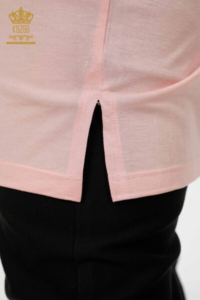 Großhandel Damenbluse - Stein bestickt - Puder - 77604 | KAZEE - 6