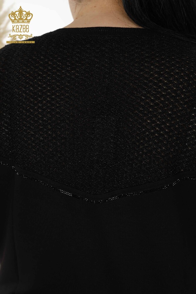 Großhandel Damenbluse - Stein bestickt - Schwarz - 79235 | KAZEE - 8