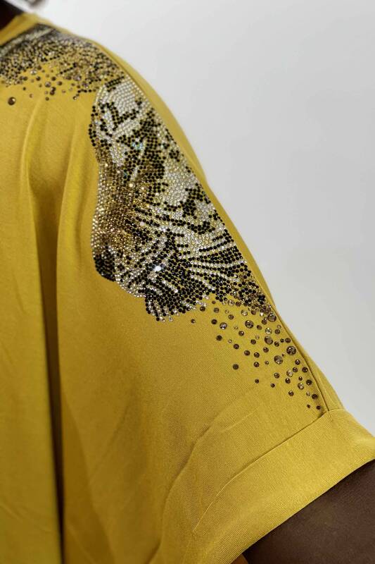 Großhandel Damen Bluse im - Tiger detail - Stein Bestickt - 77592 | KAZEE