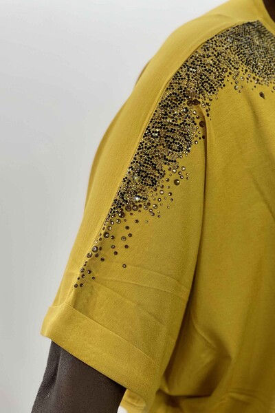 Großhandel Damen Bluse im - Tiger detail - Stein Bestickt - 77592 | KAZEE - Thumbnail