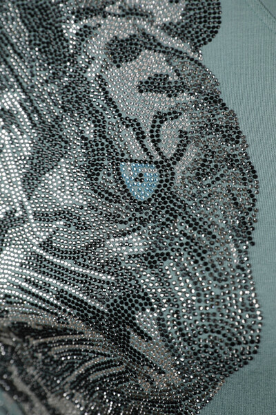 Großhandel Damen bluse - Tigerdetail - Steinbestickt - 77966 | KAZEE - Thumbnail